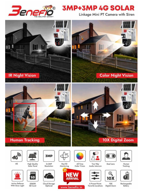 BENEFIO SOLAR 3MP+3MP 4G LINKAGE CAMERA