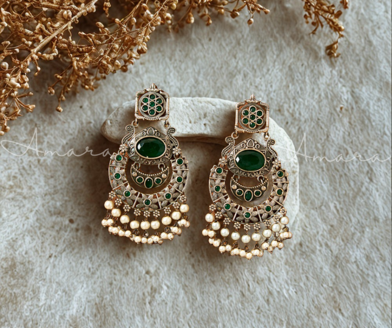 Moti Earring Oxidised - AM809000G