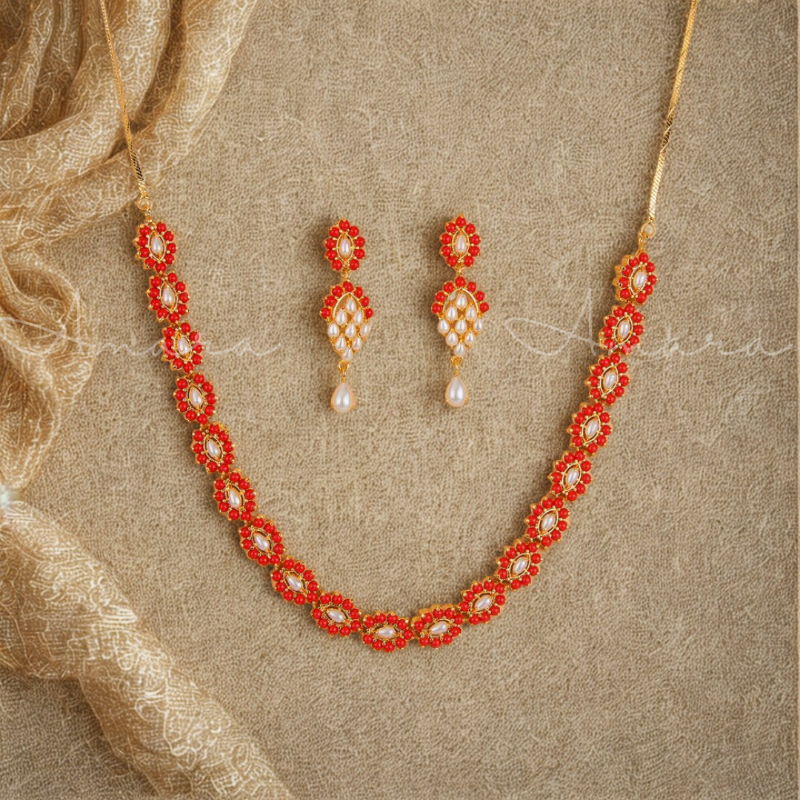 Necklace American Diamond - Coral -AM437219