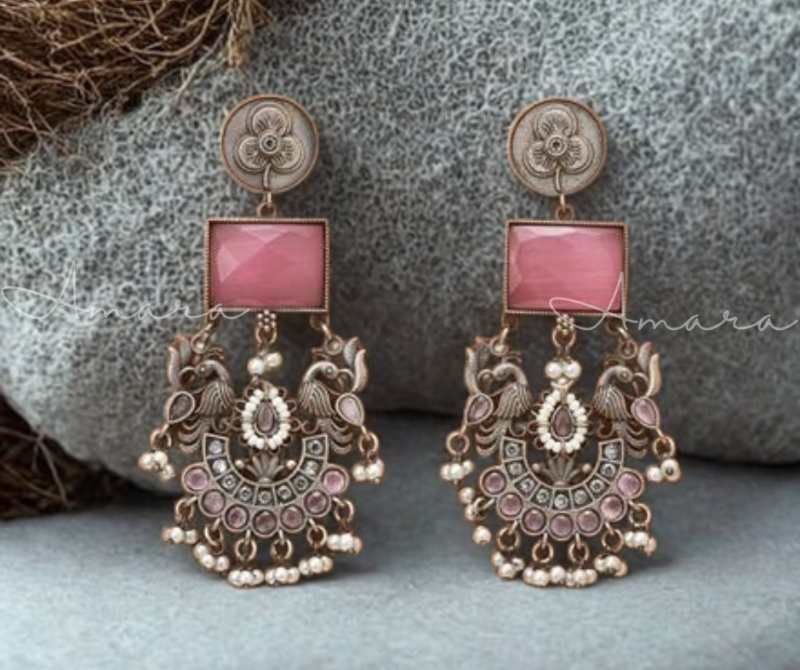 Peacock Earring Oxidised - AM808999