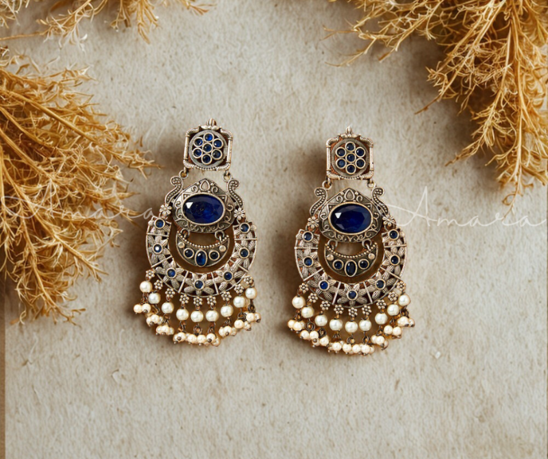 Moti Earring Oxidised plating - AM809000B