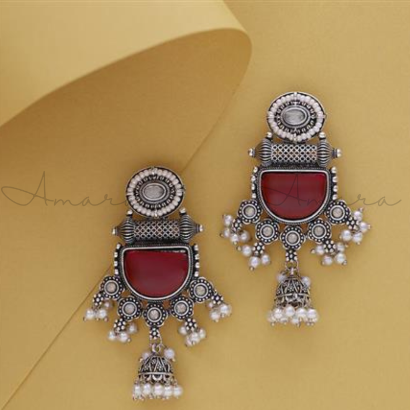 Jhumki Oxidised - AM807047 Ruby
