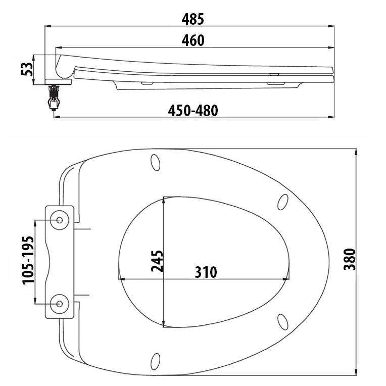 Nắp bồn cầu rơi êm cho Long Hầu LK07 - VINALOHA LH1-07,09,17