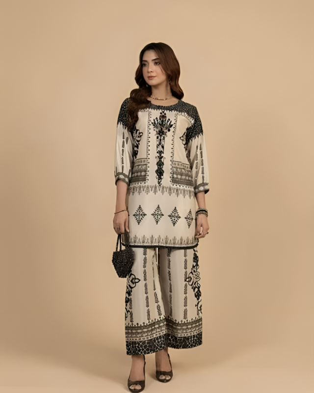 2 piece swiss lawn digital printed in | AM1013