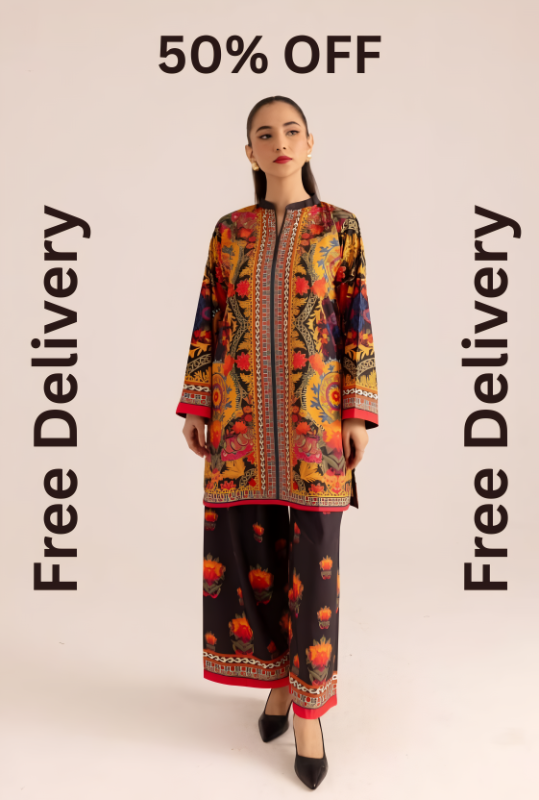 2 piece swiss lawn digital printed in | AM104