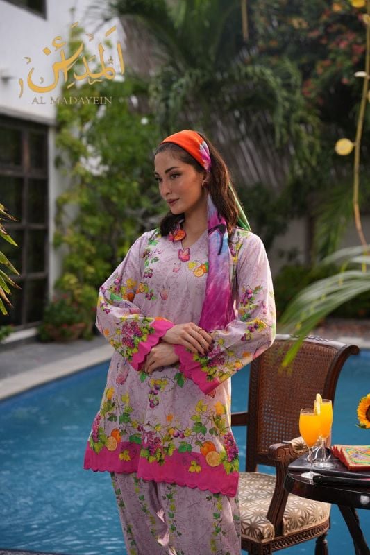 2 piece swiss lawn digital printed in | AM1003