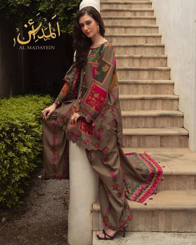 2 piece swiss lawn digital printed in | AM1001