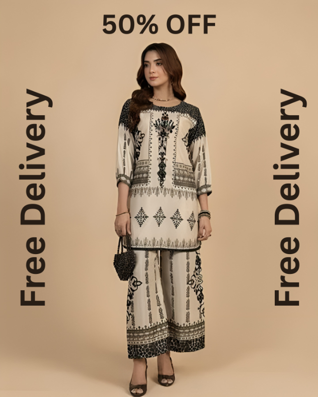 2 piece swiss lawn digital printed in | AM1013