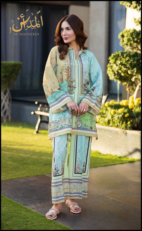 2 piece swiss lawn digital printed in | AM1012