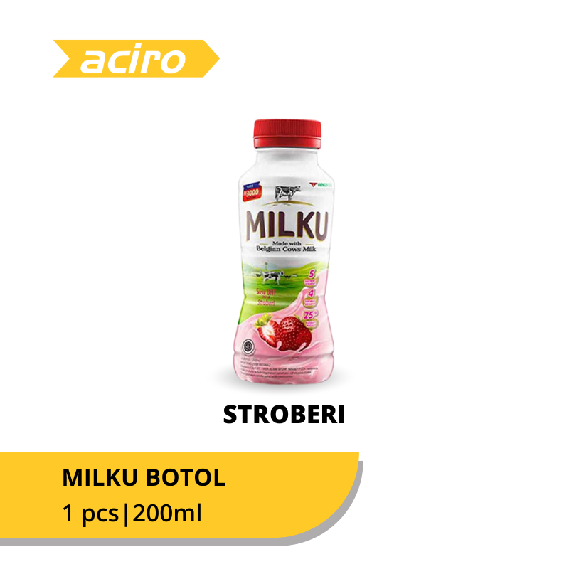 Milku Susu UHT Stroberi Botol 200ml