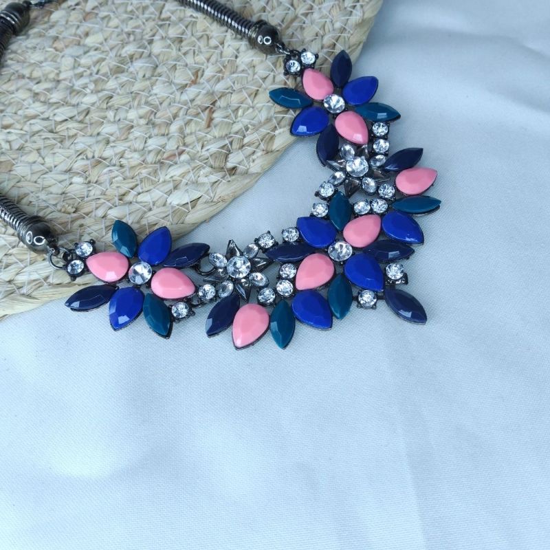 Conjunto Hojas Azul y rosado