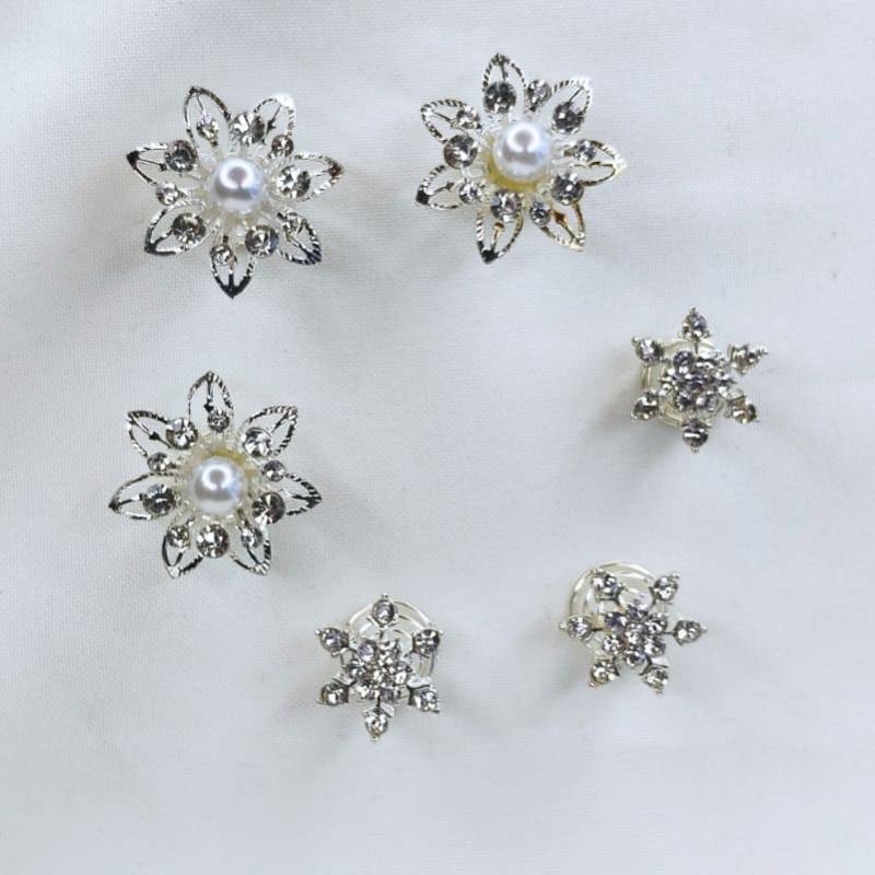 Botones para cabello pedrería x6 unid