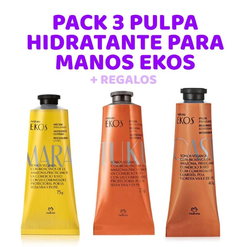 Pack: 3 Pulpas Hidratantes para Manos Ekos