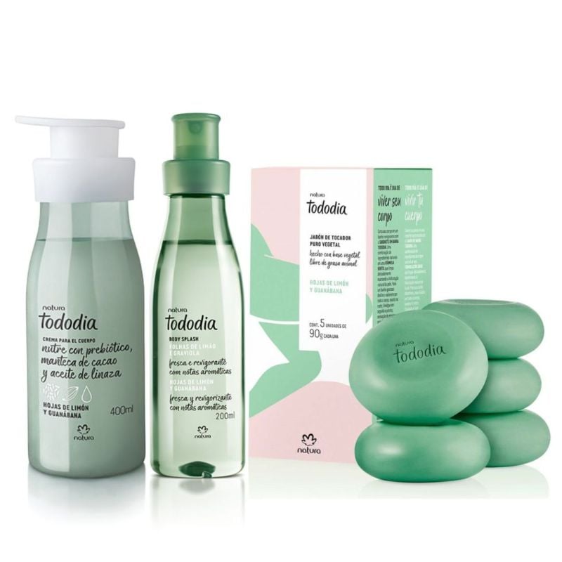 Tododia 3 productos (crema corporal + body splash + caja de jabones)