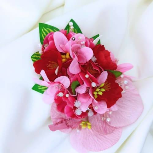 Tocado Fucsia/Rojo