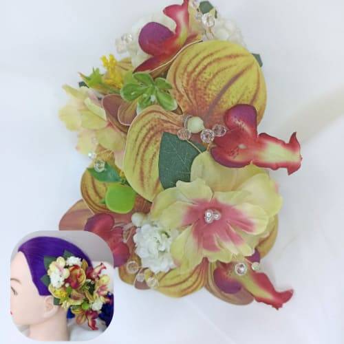 Tocado Orquideas Mostaza