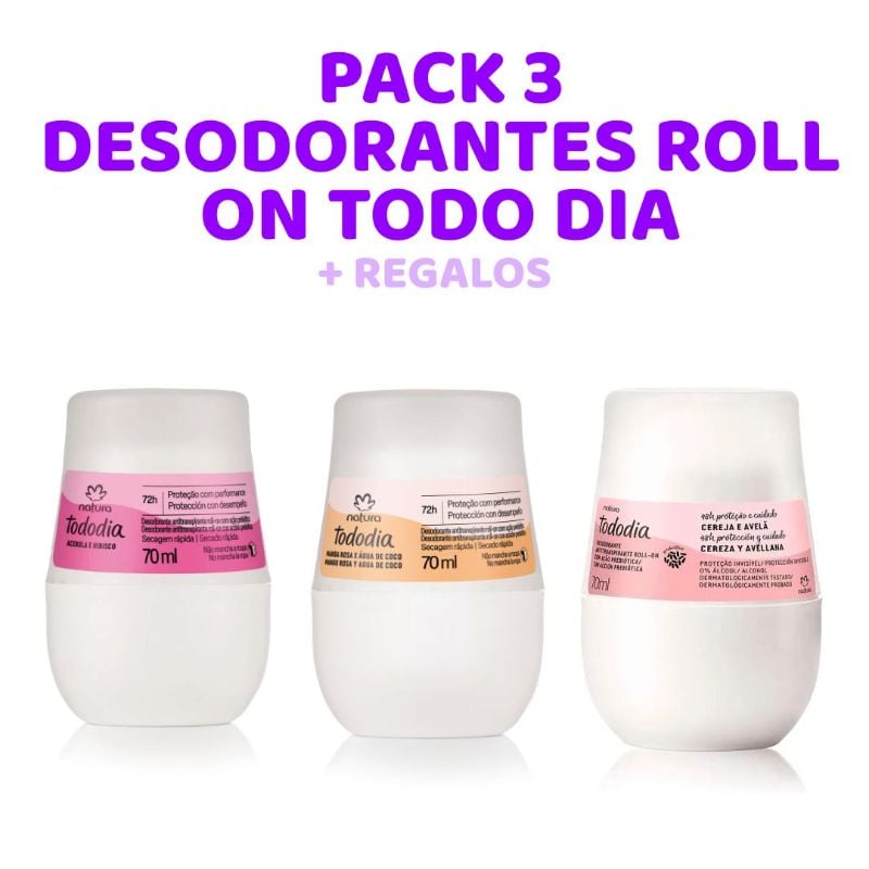 Pack: 3 Desodoranrtes roll on / crema Tododia