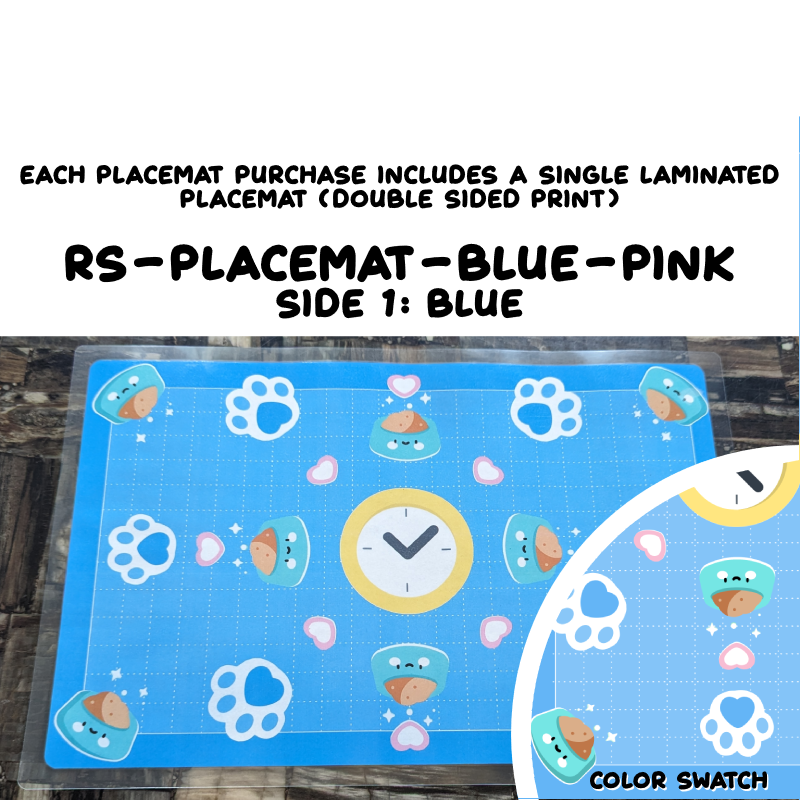 11" x 17" Blue/Pink Laminated Placemat - Pet Friendly