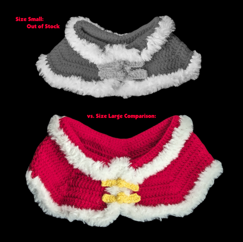 Handmade Pet Collar: Santa / Lunar New Year Style Winter Cloak Small (Red with White Trim and Yellow Accent)