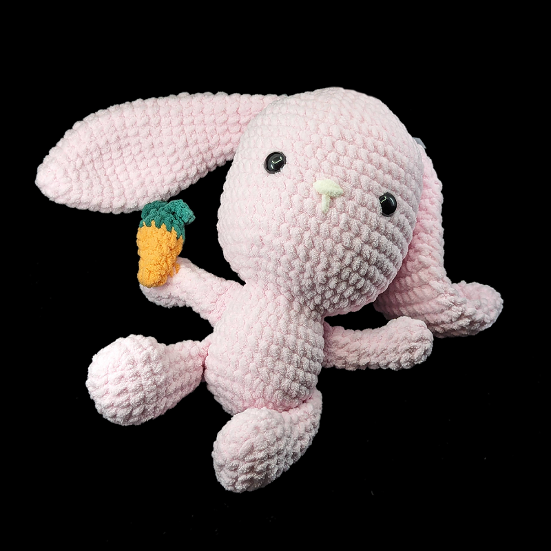 Jumbo Kawaii Pink Bunny with Carrot Crochet Plush