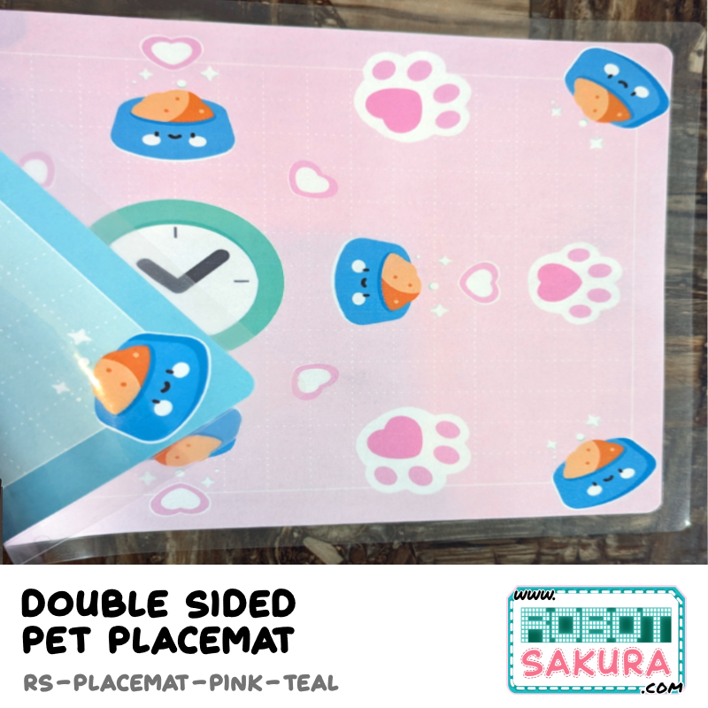 11" x 17" Pink/Teal  Laminated Placemat - Pet Friendly