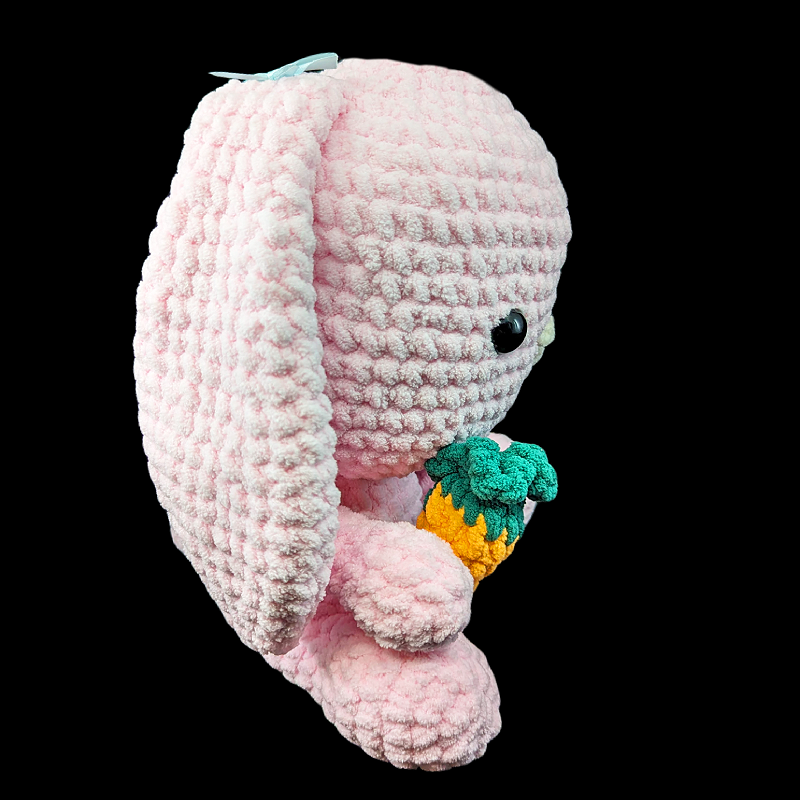 Jumbo Kawaii Pink Bunny with Carrot Crochet Plush