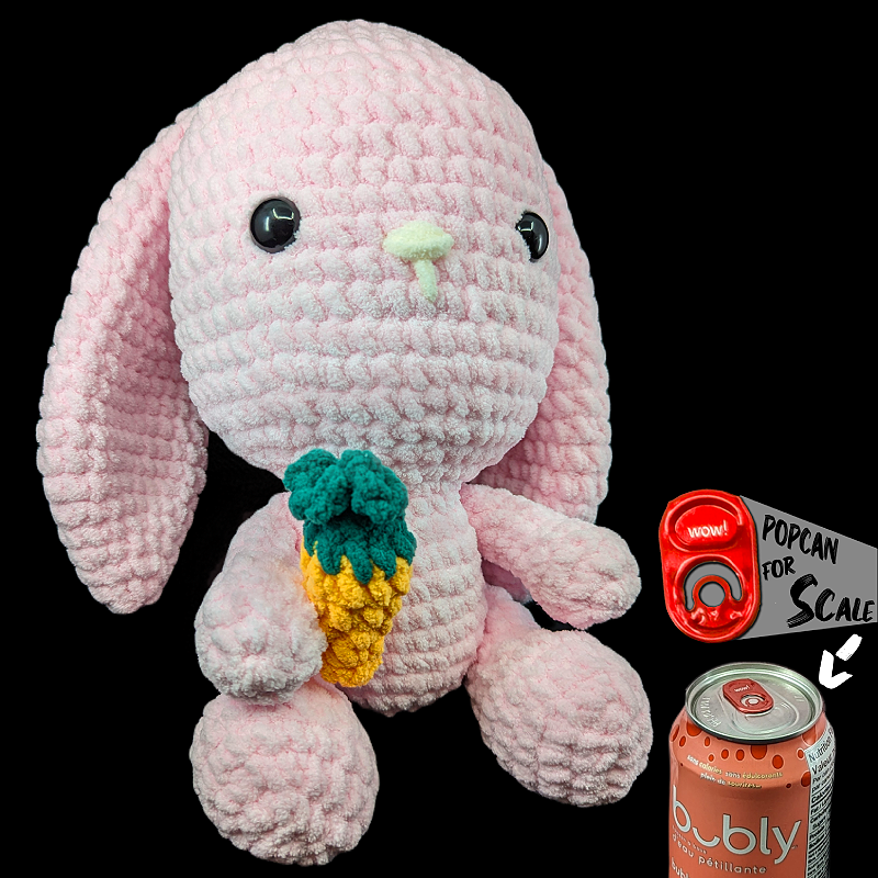 Jumbo Kawaii Pink Bunny with Carrot Crochet Plush