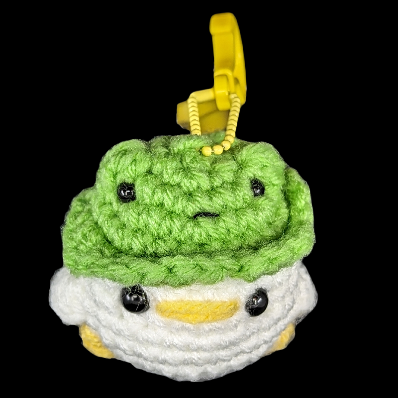 Tiny Duckie Wearing a Froggy Hat Crochet Plush Mini Keychain (Assorted!)