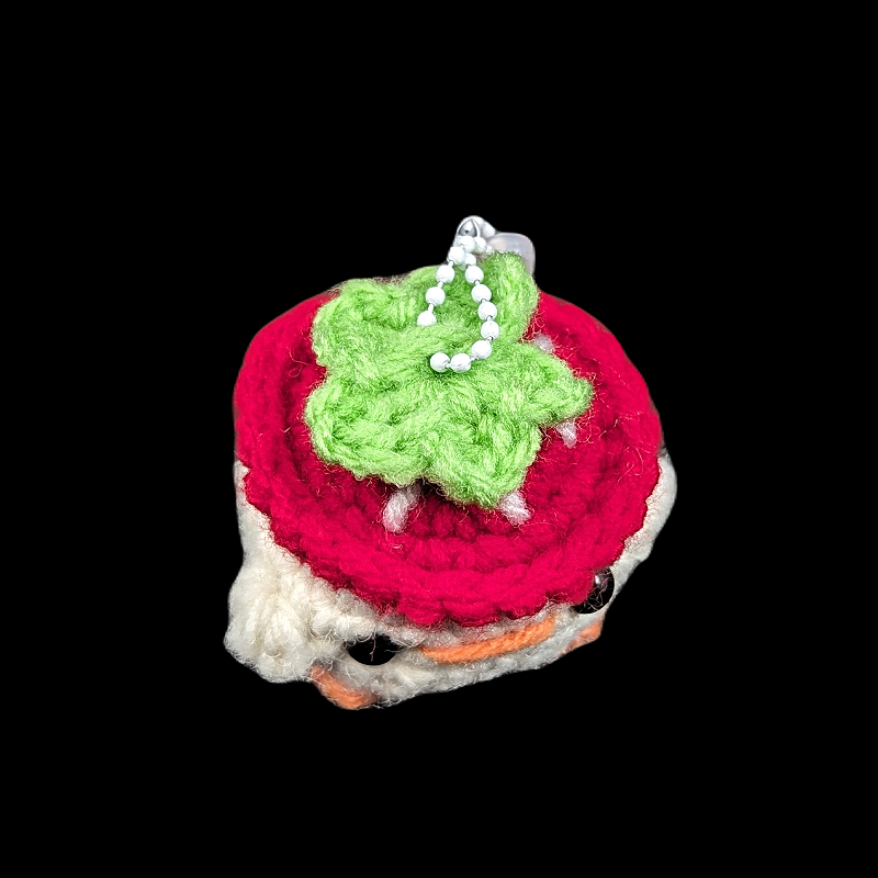 Tiny Duckie Wearing a Strawberry Hat Crochet Plush Mini Keychain (Assorted!)