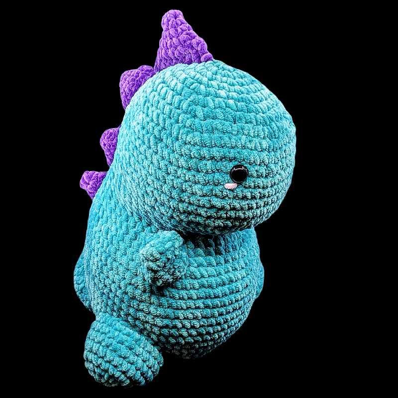 Jumbo Kawaii Teal / Purple Dinosaur Crochet Plush