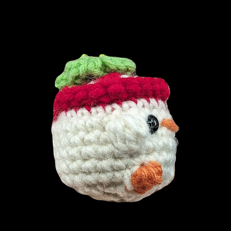 Tiny Duckie Wearing a Strawberry Hat Crochet Plush Mini Keychain (Assorted!)