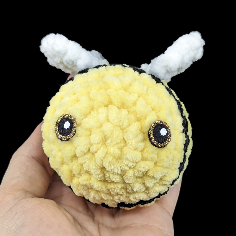 Big Bumblebee Crochet Ball Plush with Custom Sparkel Felt Eyes