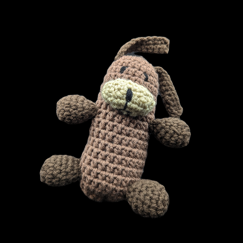 Brown / Tan Woobie Dog Acrylic Crochet Plush Doll