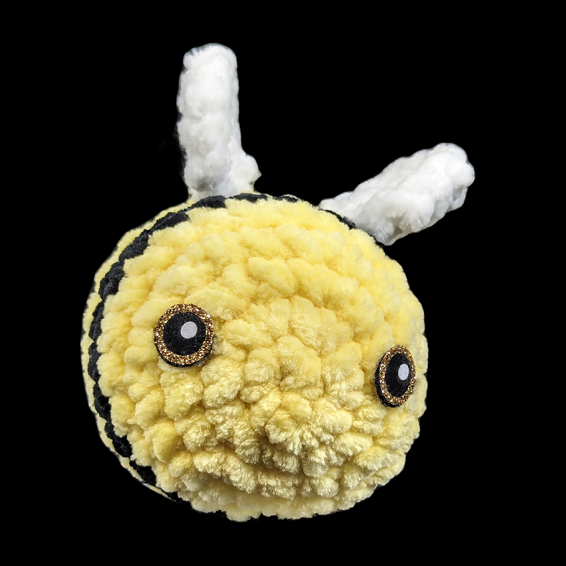 Big Bumblebee Crochet Ball Plush with Custom Sparkel Felt Eyes