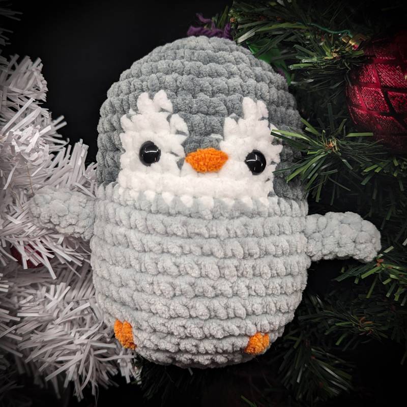 Chubby Penguin Crochet Plush (Grey)