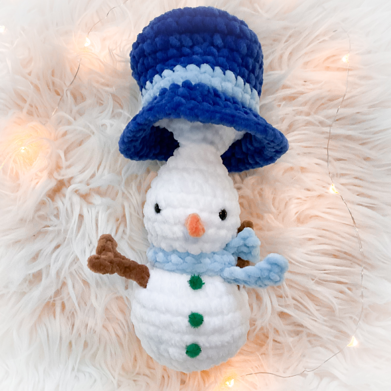 Snowman Crochet Plush with Blue "Pop Up"  Top Hat