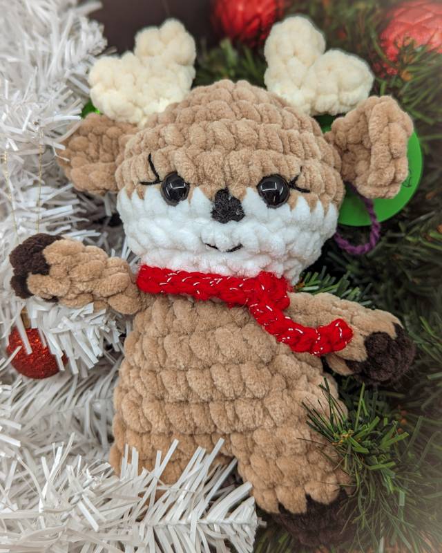 Reindeer Crochet Plush with Red Scarf (A)