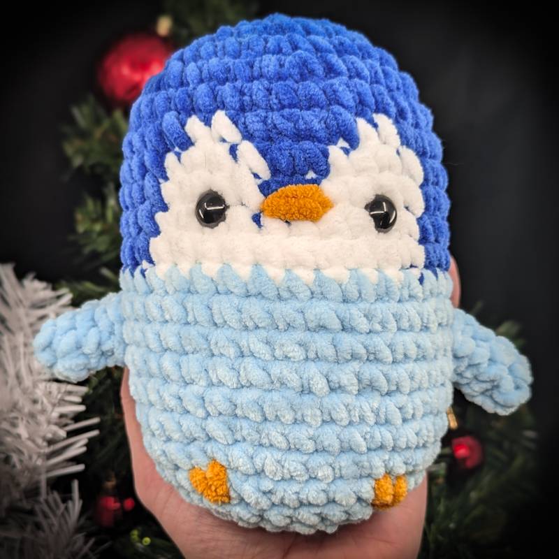 Chubby Penguin Crochet Plush (Blue)