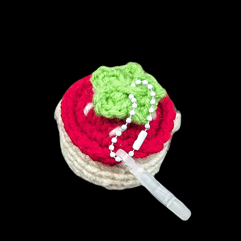 Tiny Duckie Wearing a Strawberry Hat Crochet Plush Mini Keychain (Assorted!)