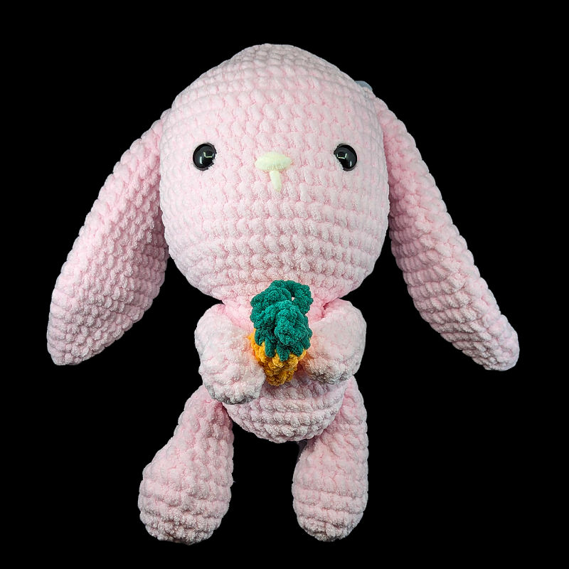 Jumbo Kawaii Pink Bunny with Carrot Crochet Plush