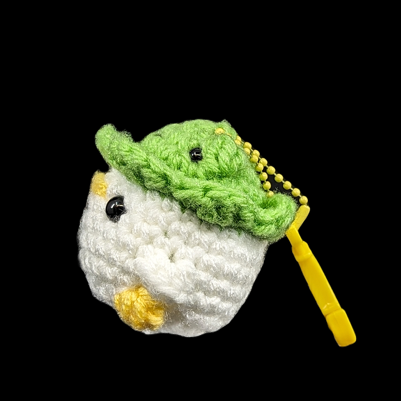 Tiny Duckie Wearing a Froggy Hat Crochet Plush Mini Keychain (Assorted!)