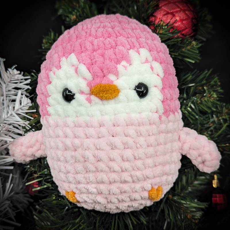 Chubby Penguin Crochet Plush (Pink)