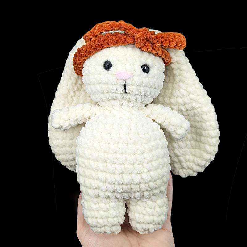 White Coloured Lop Ear Bunny Crochet Plush with Removable Headband