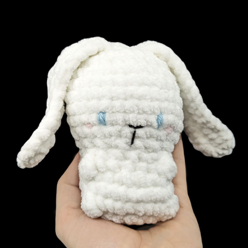 Kawaii Baby Bunny Crochet Plush with floppy ears - White