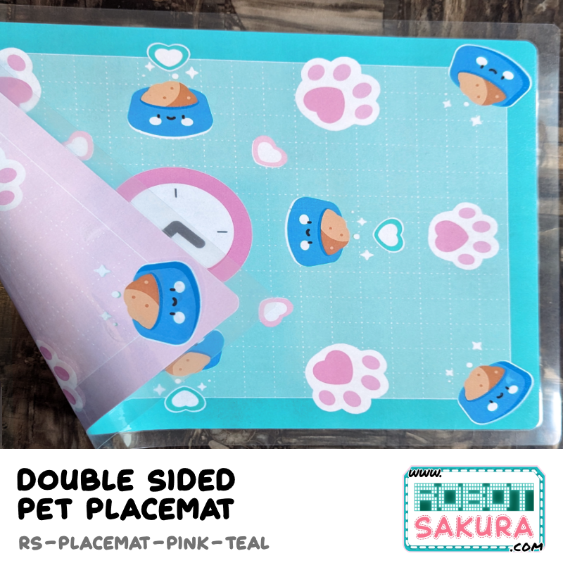 11" x 17" Pink/Teal  Laminated Placemat - Pet Friendly