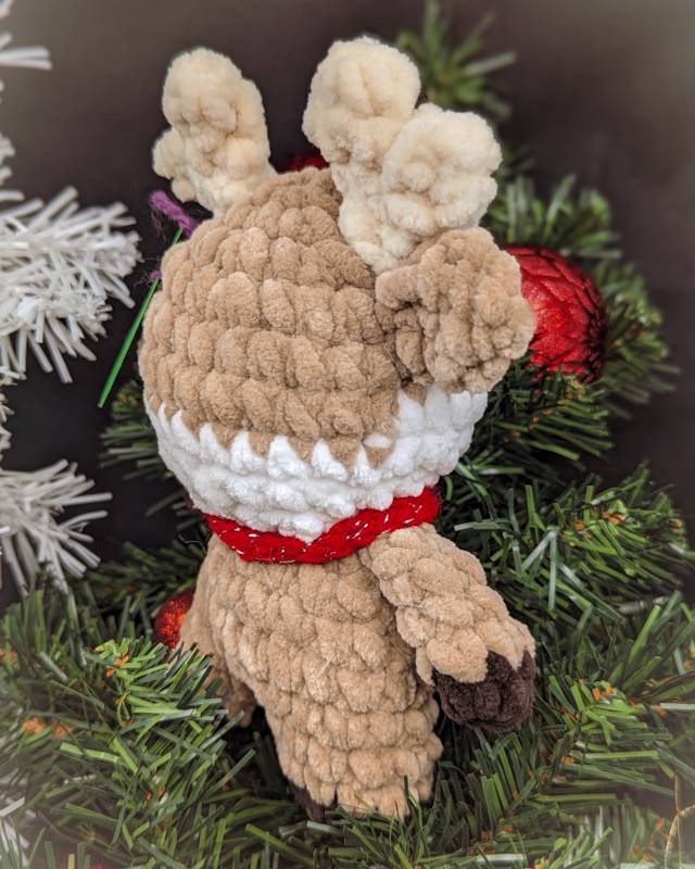 Reindeer Crochet Plush with Red Scarf (A)