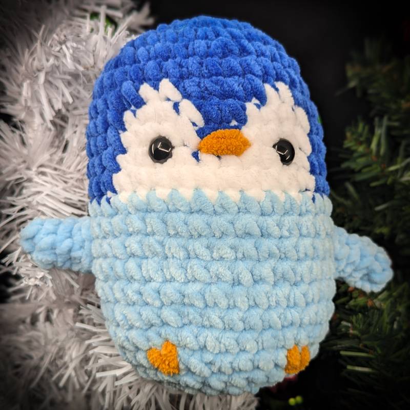 Chubby Penguin Crochet Plush (Blue)