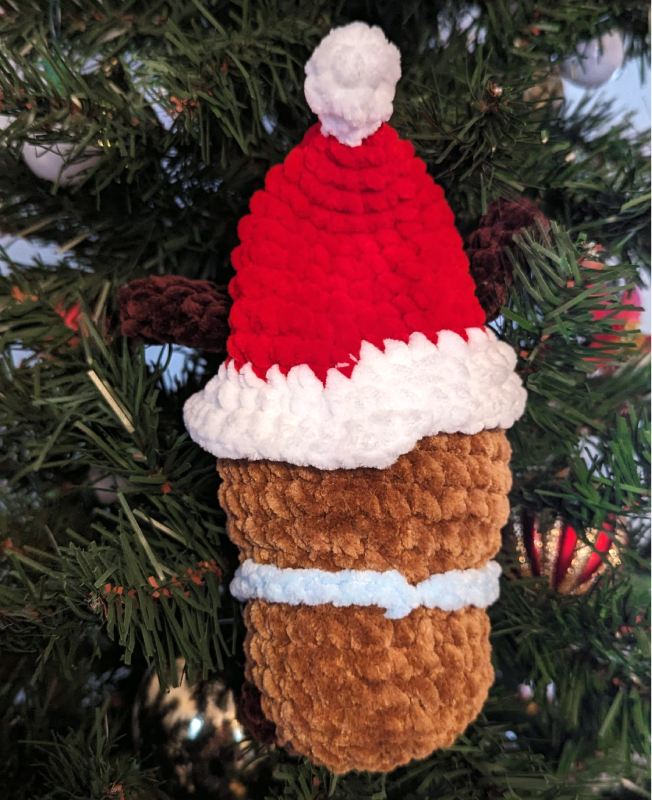 Puppy Dog Crochet Plush with Jingle Bell and Removable Red Santa Hat