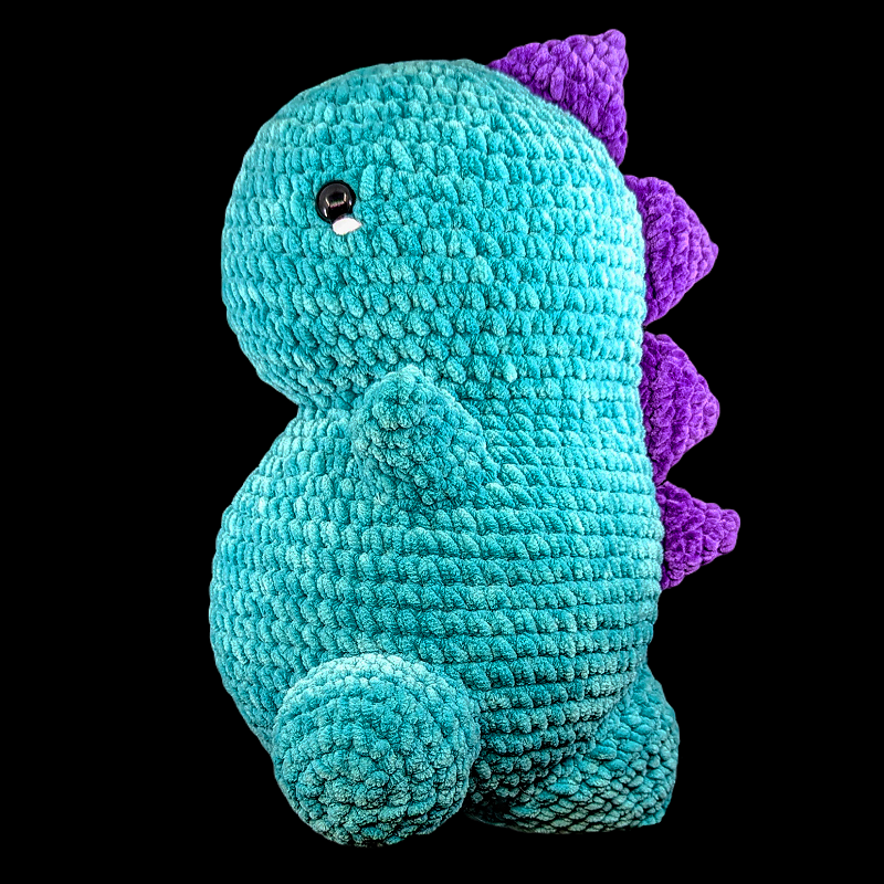 Jumbo Kawaii Teal / Purple Dinosaur Crochet Plush
