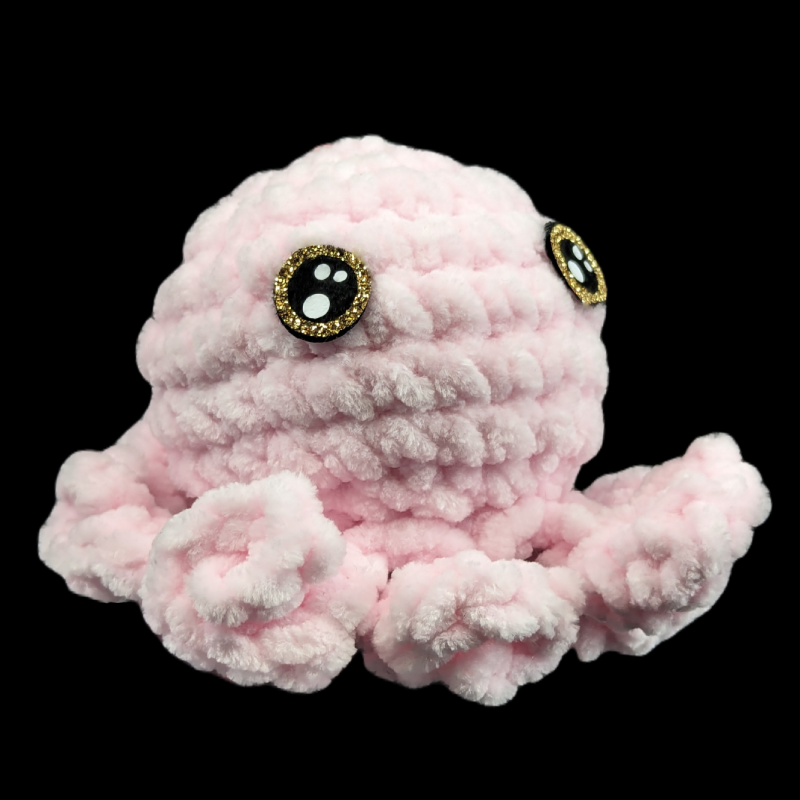 Octopus Crochet Plush Mini Keychain (Pink with Custom Felt Eyes)